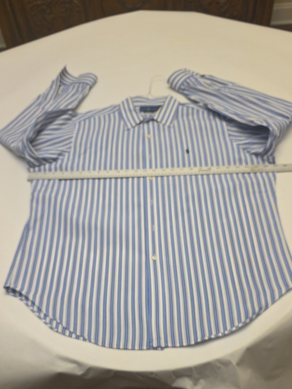 Ralph Lauren Blue & White Striped Button-Up Shirt